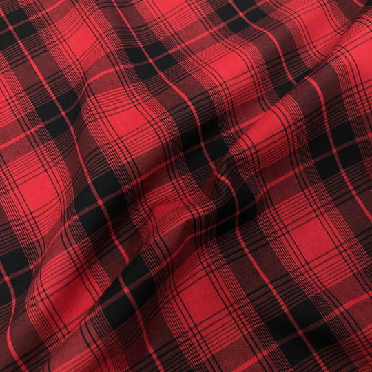 Tecido Tricoline Fio 40 - FT Xadrez Texas 01 Vermelho e Preto - 100% Algodão