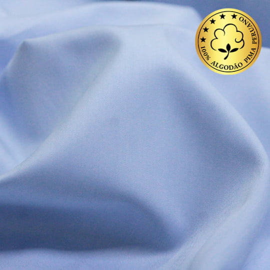 Tecido Camisaria fio 100 Maquinetado - Resca Cividale 02 Celeste - 100% Algodão Pima