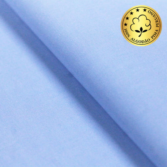 Tecido Camisaria fio 120 Liso - Catania 02 Celeste - 100% Algodão Pima