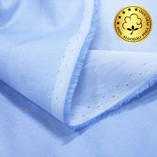 Tecido Camisaria fio 120 Liso - Catania 02 Celeste - 100% Algodão Pima