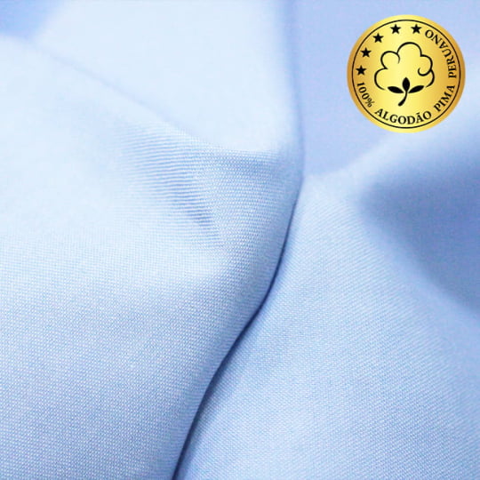 Tecido Camisaria fio 120 Liso - Catania 02 Celeste - 100% Algodão Pima