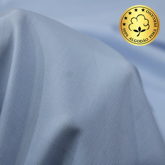 Tecido Camisaria fio 120 Maquinetado - AIR Verona Oxford 02 Celeste - 100% Algodão Pima