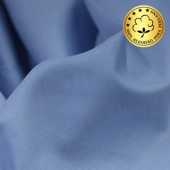 Tecido Camisaria fio 120 Maquinetado - AIR Verona Oxford 03 Azzurro - 100% Algodão Pima