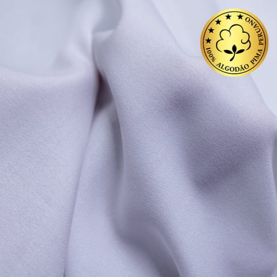 Tecido Camisaria fio 70 Liso crepe - Venezia 01 Branco - 100% Algodão Pima