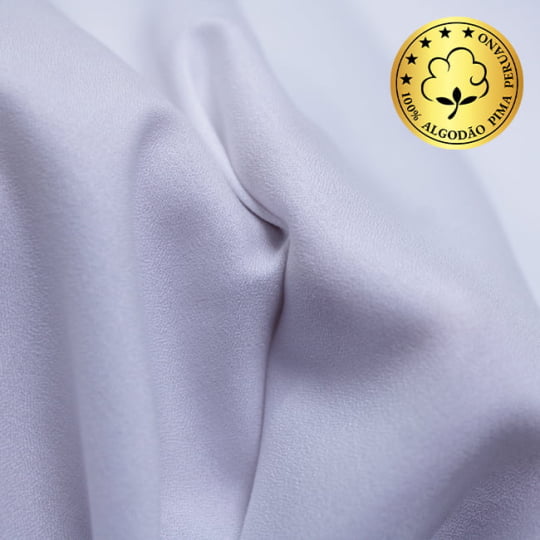 Tecido Camisaria fio 70 Liso crepe - Venezia 01 Branco - 100% Algodão Pima