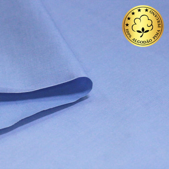 Tecido Camisaria fio 70 - Liso - Firenze 06 - Azzurro - 100% Algodão Pima