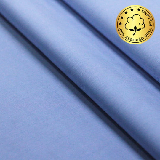 Tecido Camisaria fio 70 - Liso - Firenze 06 - Azzurro - 100% Algodão Pima