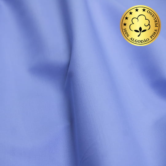 Tecido Camisaria fio 70 Liso - Milano 02 Celeste - 98% Algodão Pima + 2% Elastano