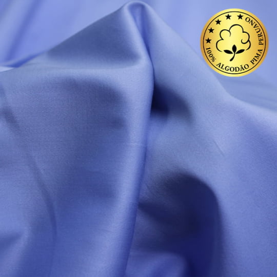 Tecido Camisaria fio 70 Liso - Milano 02 Celeste - 98% Algodão Pima + 2% Elastano