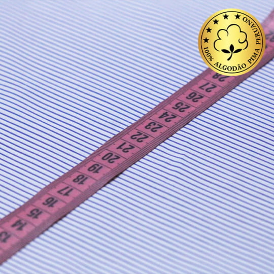 Tecido Camisaria fio 70 - Tremosine 03 Listra M Royal - 100% Algodão Pima