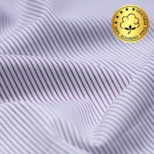 Tecido Camisaria fio 70 - Tremosine 03 Listra M Vinho - 100% Algodão Pima