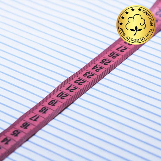 Tecido Camisaria fio 70 - Tremosine 05 Listra GG Celeste - 100% Algodão Pima