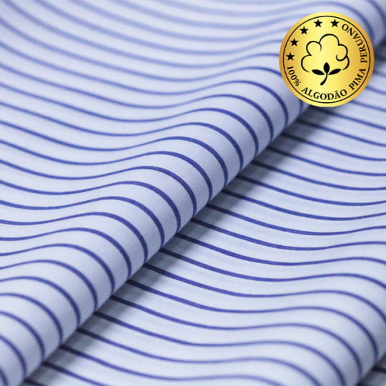 Tecido Camisaria fio 70 - Tremosine 05 Listra GG Royal - 100% Algodão Pima