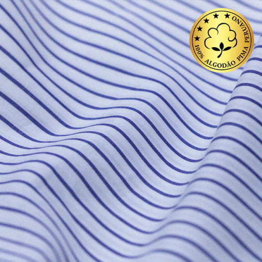 Tecido Camisaria fio 70 - Tremosine 05 Listra GG Royal - 100% Algodão Pima