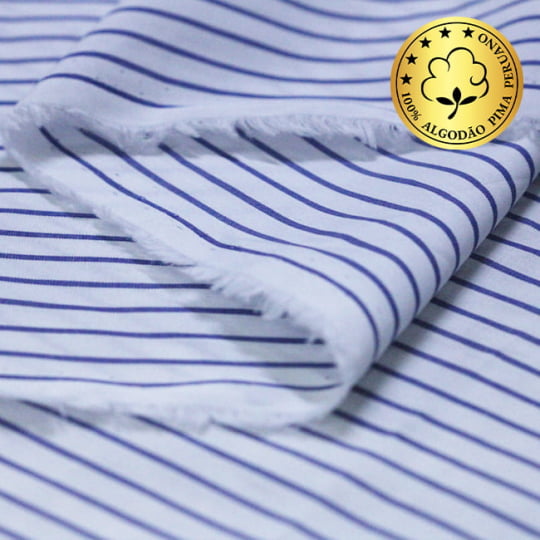 Tecido Camisaria fio 70 - Tremosine 05 Listra GG Royal - 100% Algodão Pima