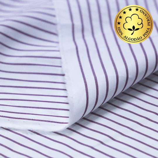 Tecido Camisaria fio 70 - Tremosine 05 Listra GG Vinho - 100% Algodão Pima