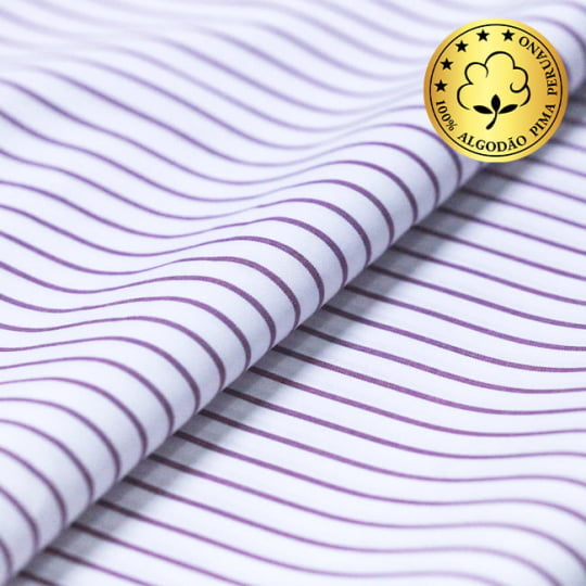 Tecido Camisaria fio 70 - Tremosine 05 Listra GG Vinho - 100% Algodão Pima