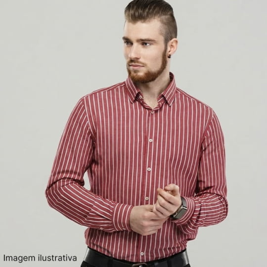 Tecido Tricoline Fio 60 Alexandria 322 Listra GG Branco Fundo Vermelho – 100% Algodão