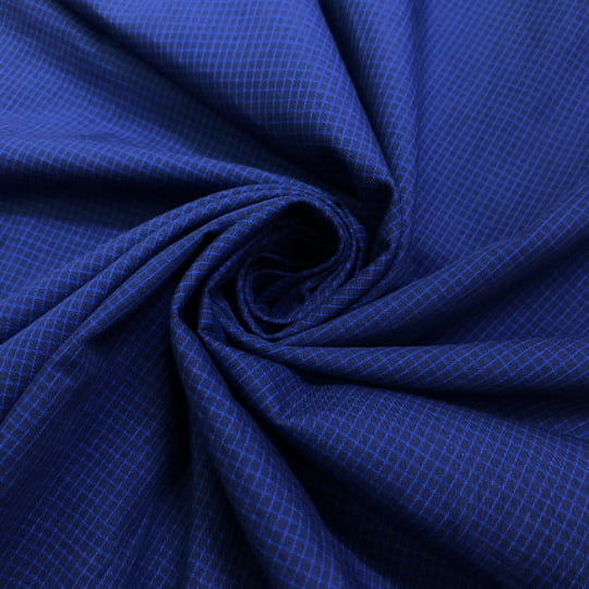 Tecido Camisaria Tricoline Fio 60 - Alexandria 330 Xadrez M Azul - Fundo Marinho - 100% Algodão