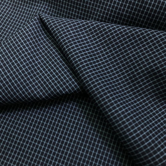 Tecido Camisaria Tricoline Fio 60 - Alexandria 331 Xadrez M Branco - Fundo Preto - 100% Algodão