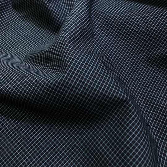 Tecido Camisaria Tricoline Fio 60 - Alexandria 331 Xadrez M Branco - Fundo Preto - 100% Algodão