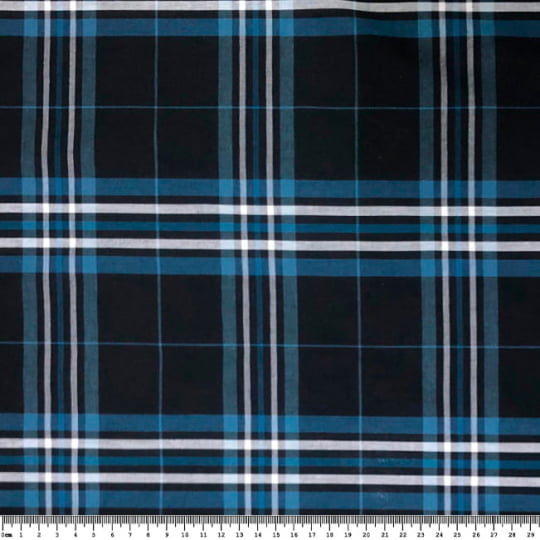 Tecido Tricoline Fio 40 - FT Xadrez Texas 12 Marinho e Branco - 100% Algodão Tecido Tricoline Fio 40 - FT Xadrez Texas 12 Marinho e Branco - 100% Algodão